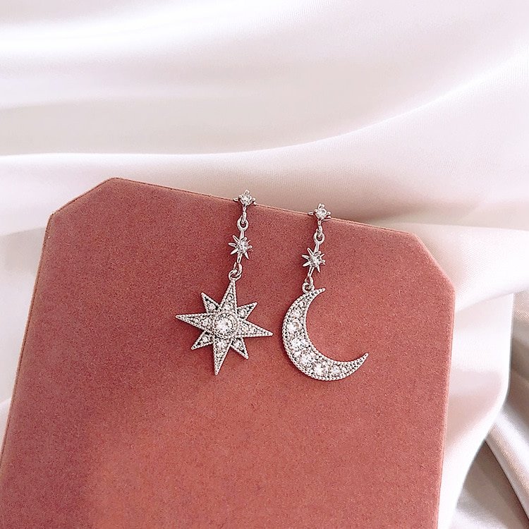 Celestial Crystal Star Moon Earrings
