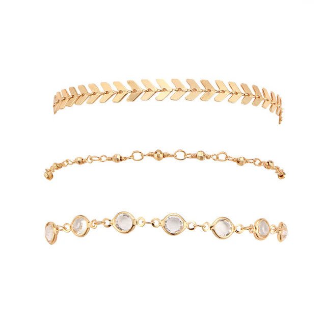 Crystal Chevron Anklet Set