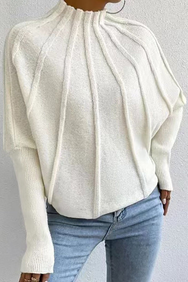 A-line woolen ribbed fashionable design women's sweater White