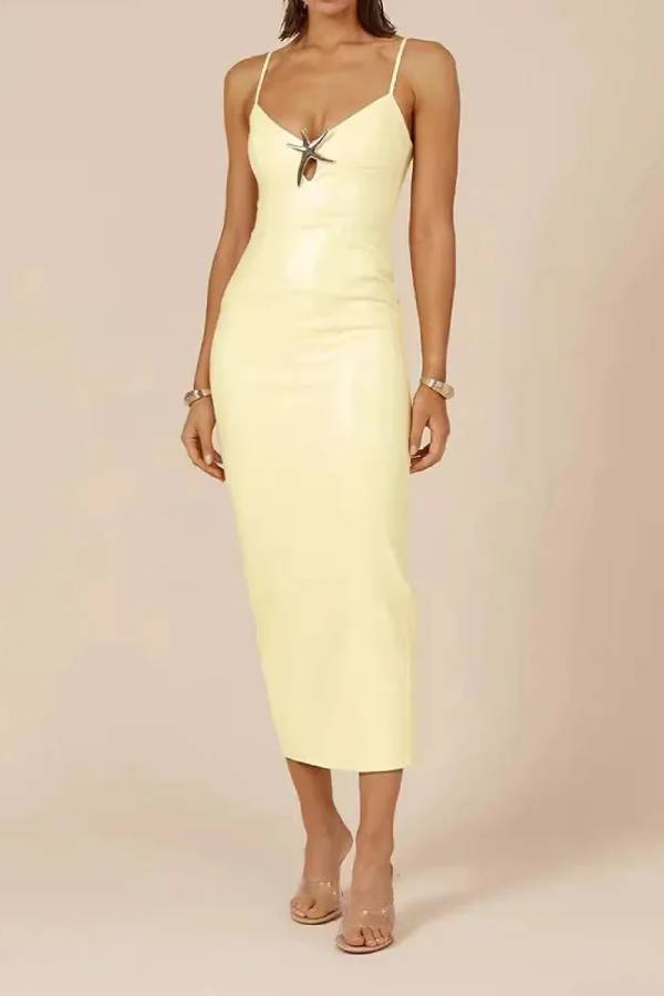 Chic Starfish Design Sequined Printed Sling Dress Apricot