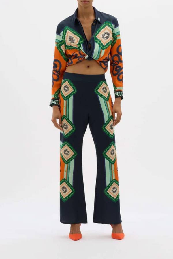 Ensemble deux pièces en satin festif à imprimé unique