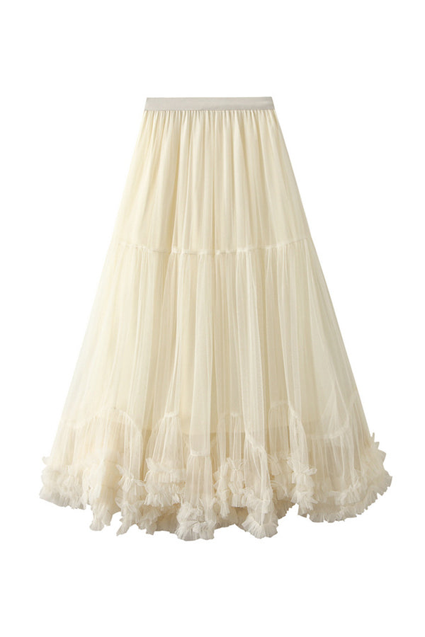 Sweet fungus lace A-line tutu skirt with large hem 4 one size