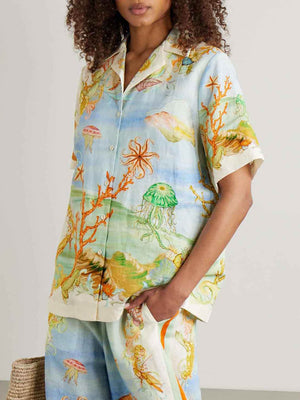 Chemise à imprimé corail océan fantaisie unique