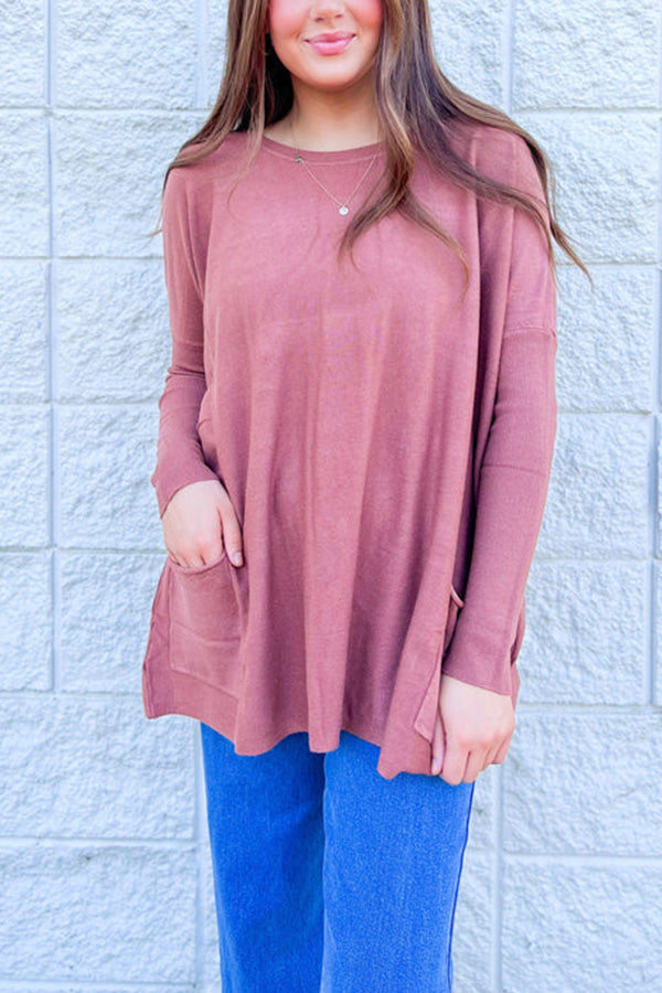 BOYFRIEND POCKET SWEATER Copper Brown
