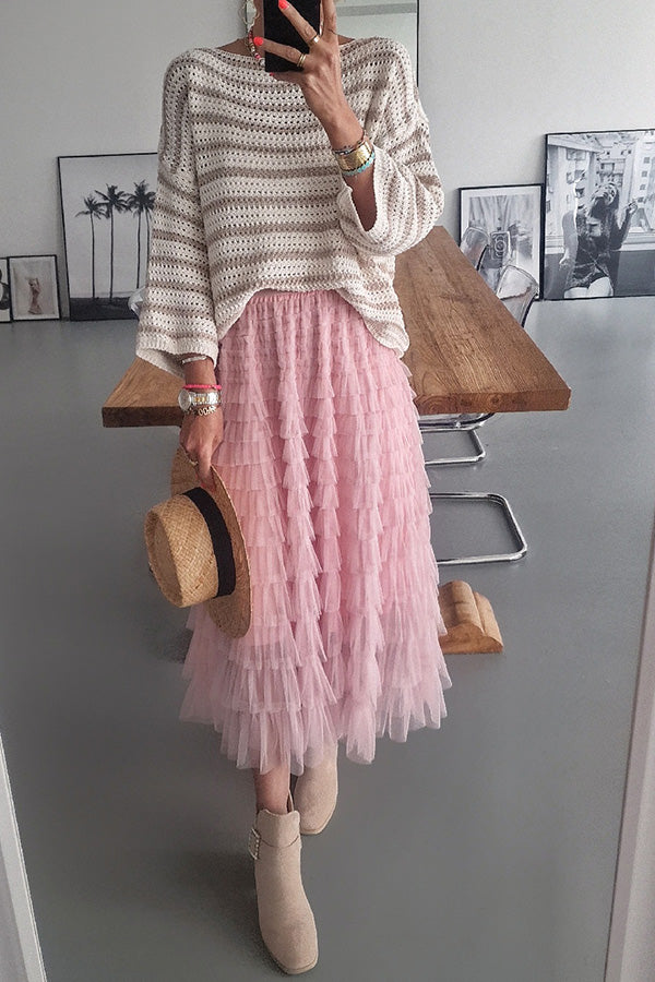 Midi Rock Fifth Avenue Lace Skirt Pink