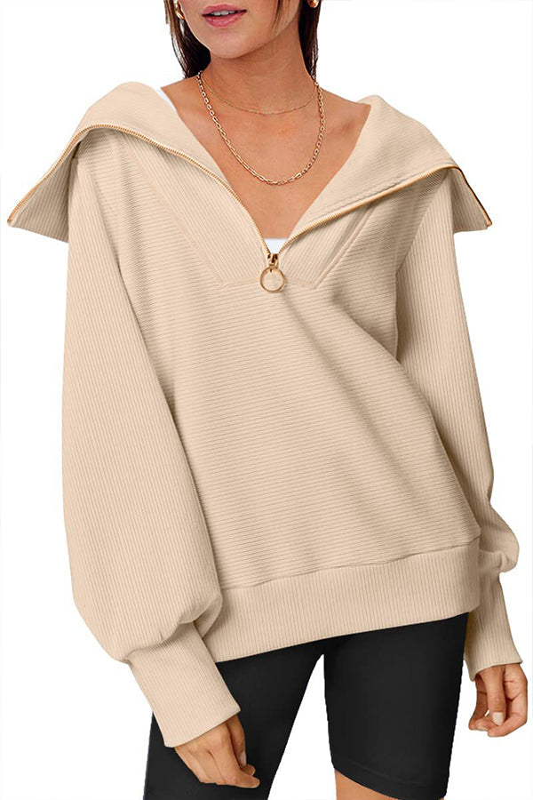 Loose Top Lapel Sweater apricot