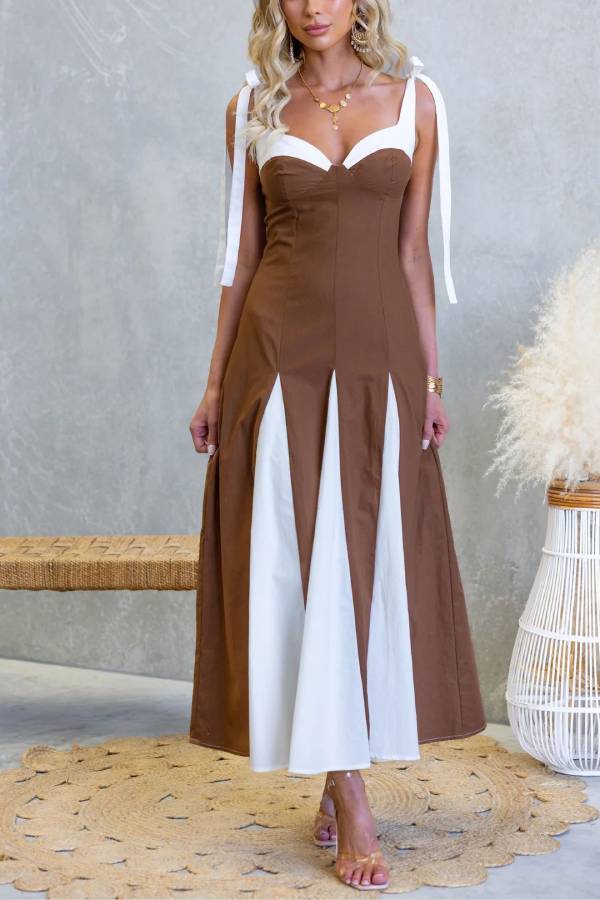 Bow Tie‑Strap Printed Maxi Dress ****