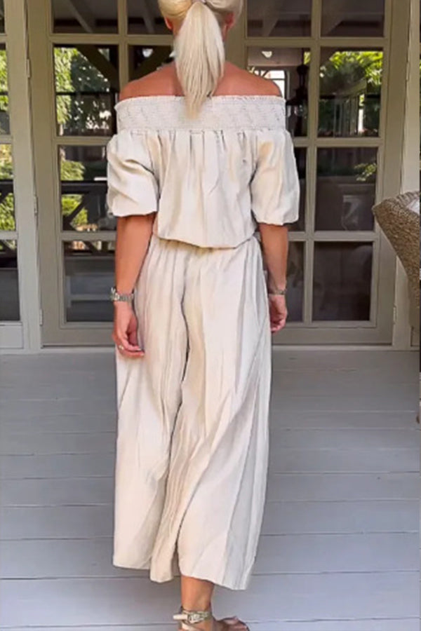 Bayside Beauty One Shoulder Slit Relaxed Midi Dress