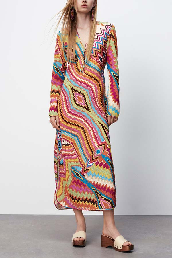 LONG PRINT DRESS multicolor