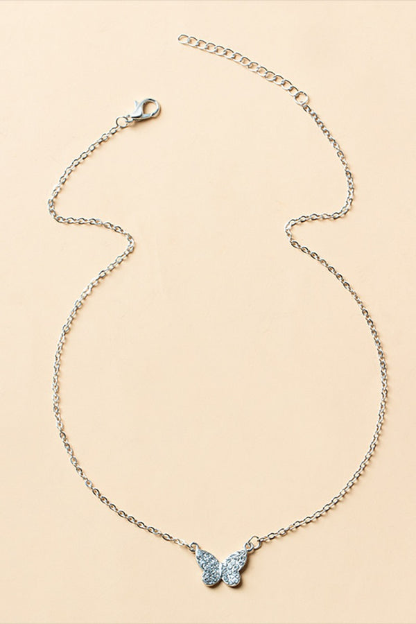 Rhinestone Butterfly Pendant Versatile Fashionable Necklace
