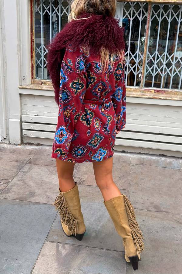 Red Tile Denim Shacket