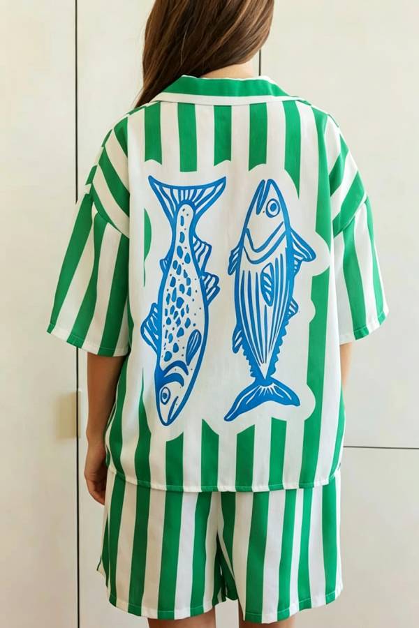 Seaside Holiday Striped Loungewear Set