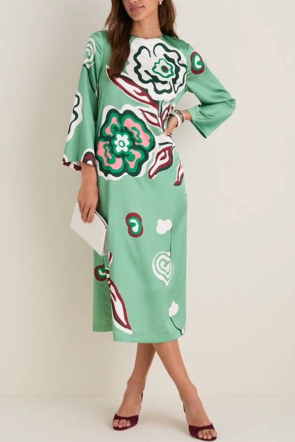 Fauvist Floral Hammered Satin Jamie Dress
