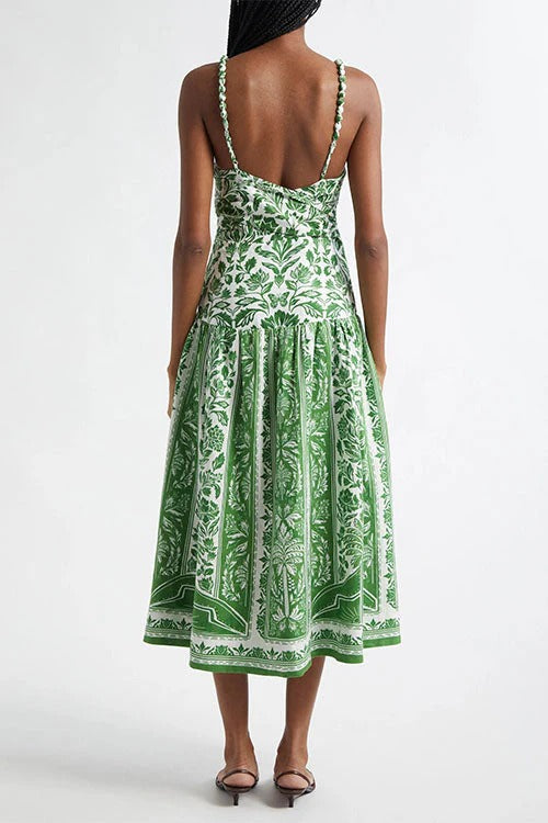 Strappy Backless Botanical Garden Print Maxi Dress