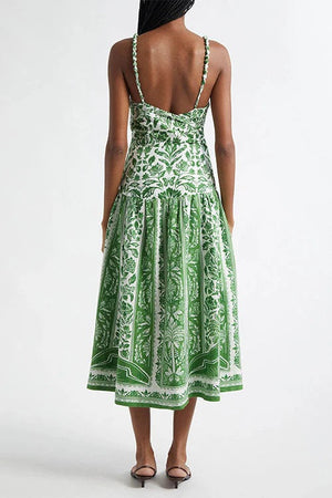 Strappy Backless Botanical Garden Print Maxi Dress