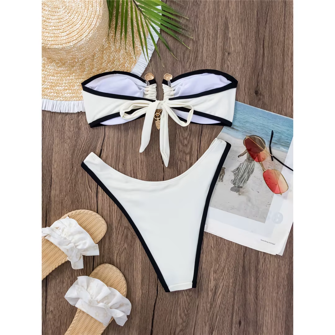 Bandeau Metal Ring Brazilian Bikini