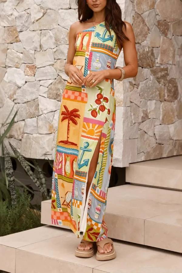 Linen slit waist dress