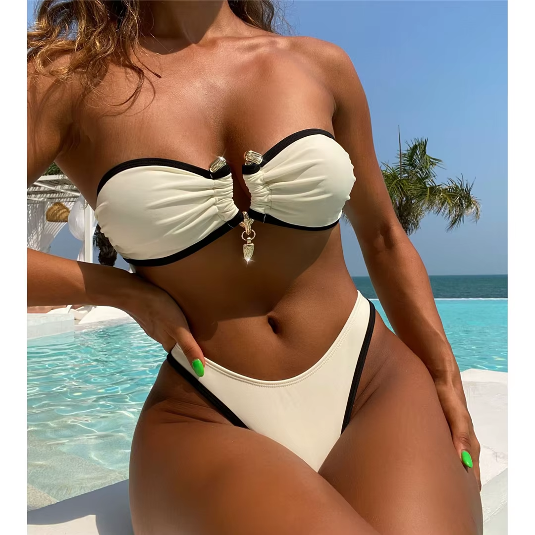 Bandeau Metal Ring Brazilian Bikini