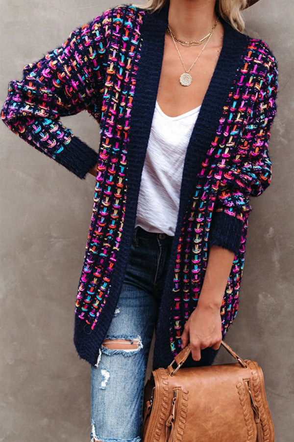 SENDING WARM WISHES COLORFUL KNIT CARDIGAN - 2 COLORS Purple