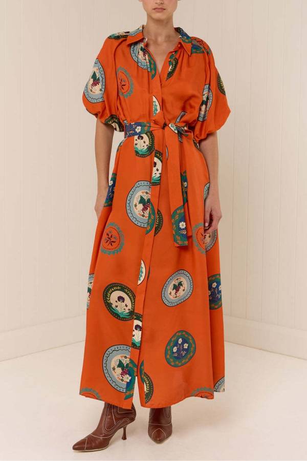 Lockeres Cardigan-Kleid mit Hemdkragen und Krawatte 