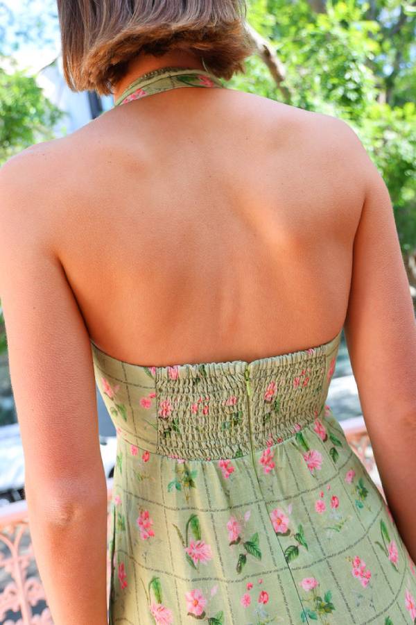 Palm Noosa Willow Dress in Green Floral Tile