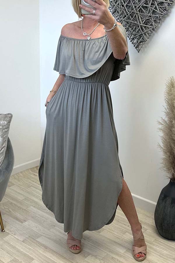 Erica Frill Bardot Maxi Dress Grey