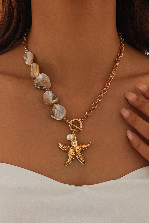 Bohemian Starfish Beaded Mermaid Shell Necklace 2 one size