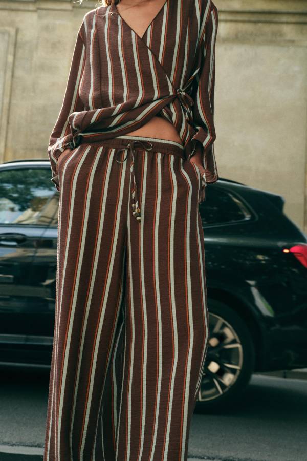 STRIPED WIDE-LEG TROUSERS
