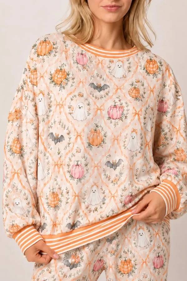 Women's Cute Holiday‑Print Pajama Set