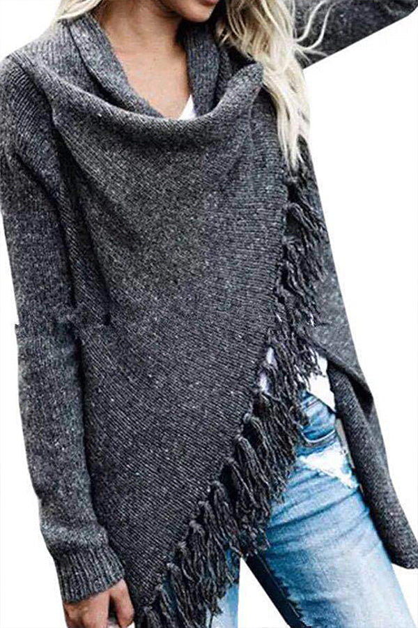 COZY UP TASSEL SWEATER COAT - 5 COLORS Black