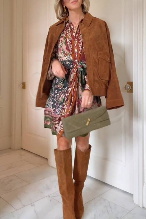 Retro-Trend Wildleder Textur Freizeitjacke