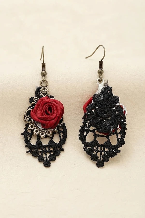 Dark-style Rose Earrings