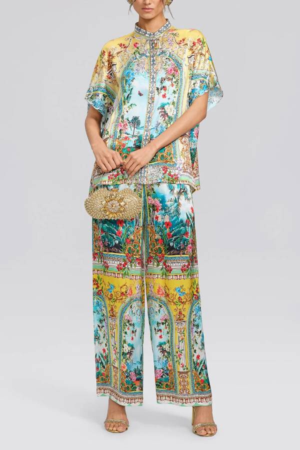 Romantic Manor Print Short-Sleeve Shirt and Trousers Set