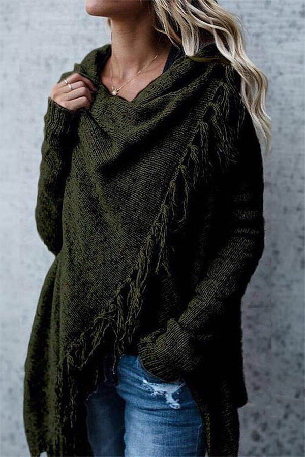 COZY UP TASSEL SWEATER COAT - 5 COLORS Green