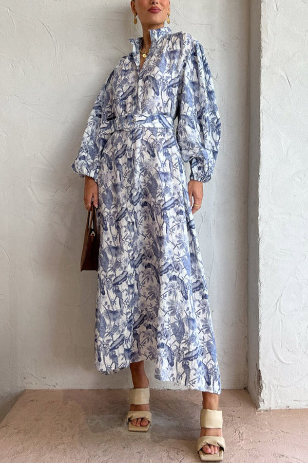 Transform Your Wardrobe Jungle Print Belt Pocketed Shirt Maxi Dress