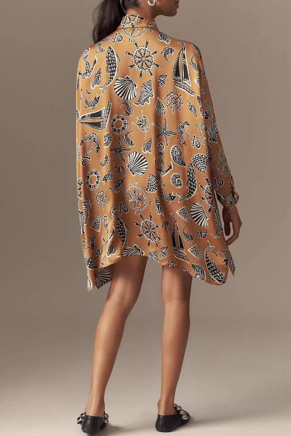 Corey Lynn Calter Long-Sleeve Printed Mini Shirt Dress