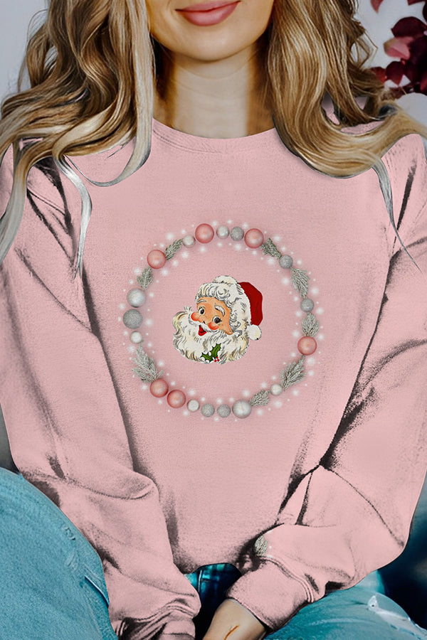 Printed Christmas Contrast Color Long Sleeve Pullover Sweatshirt 2