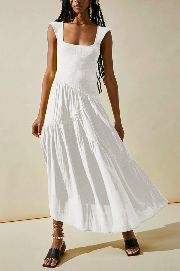 Boho Backless Sheath Skirt Resort Dress White