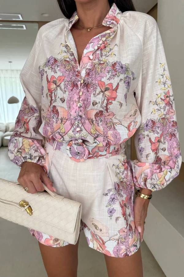 Ensemble chemise élégante avec short taille haute 