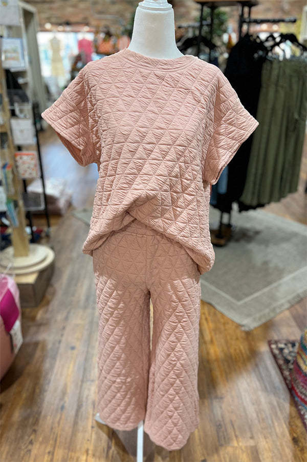 QUILTED CROP TRAVEL SET Pink