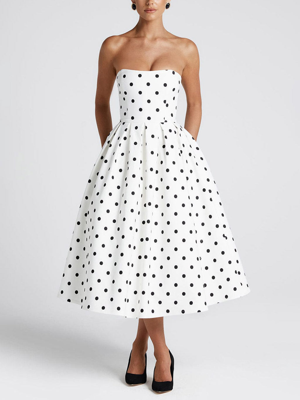 Elegantes Midikleid mit Retro-Punktmuster