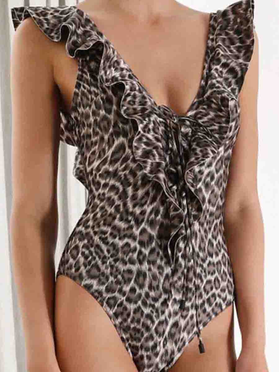 Leopard Print One-piece Swimsuit Leopard S