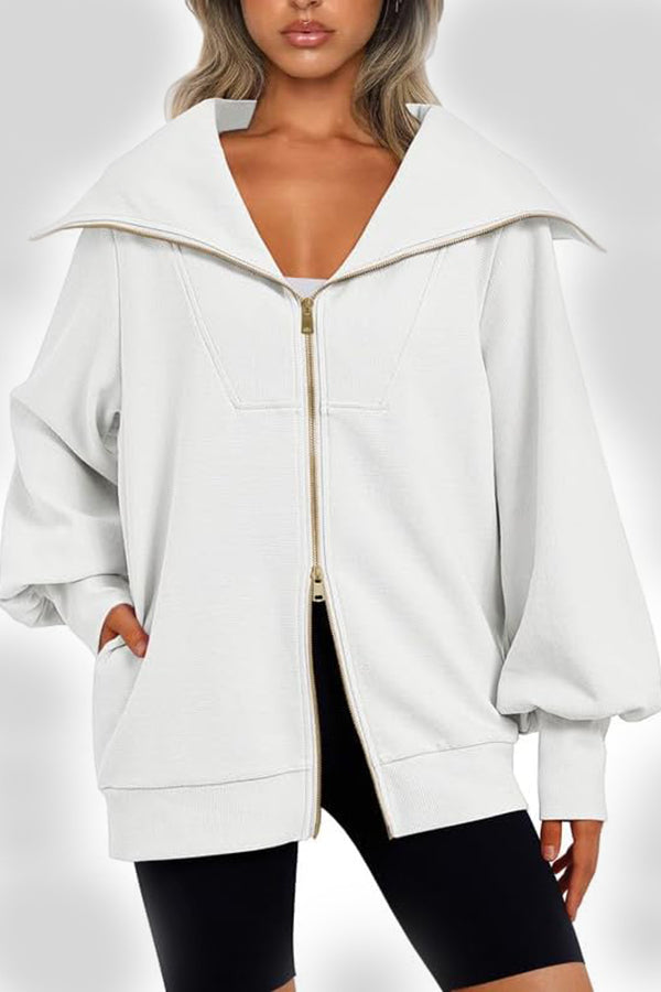 Efan Two Way Zip Pocket Jacket White