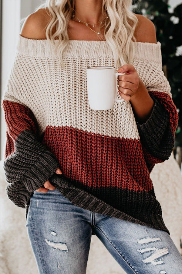 WARM YOU UP STRIPED KNIT SWEATER Beige