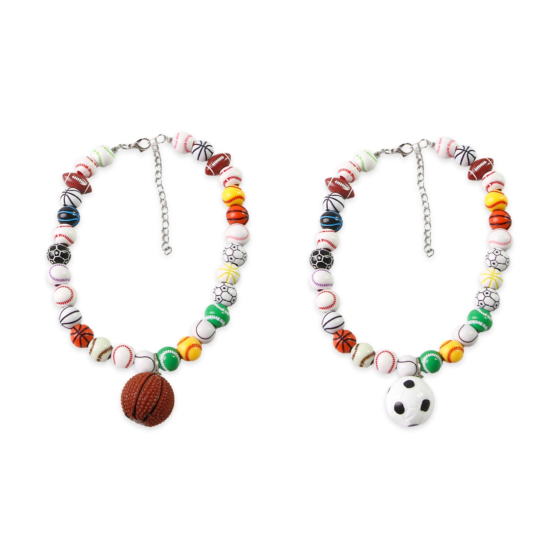 Multi-Sport Ball Beaded Pet Necklace for Cats & Small Dogs