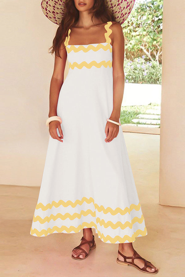 Slim vacation skirt, high-end suspender dress Yellow