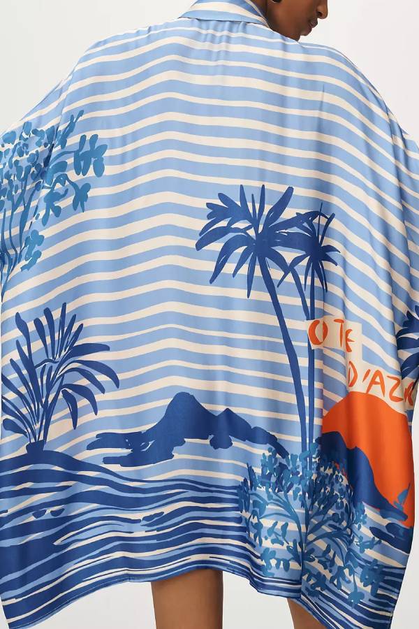 Corey Lynn Calter Long-Sleeve Printed Mini Shirt Dress