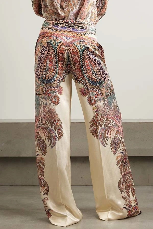 Pantalon large taille haute à imprimé cachemire Feeling Dreamy