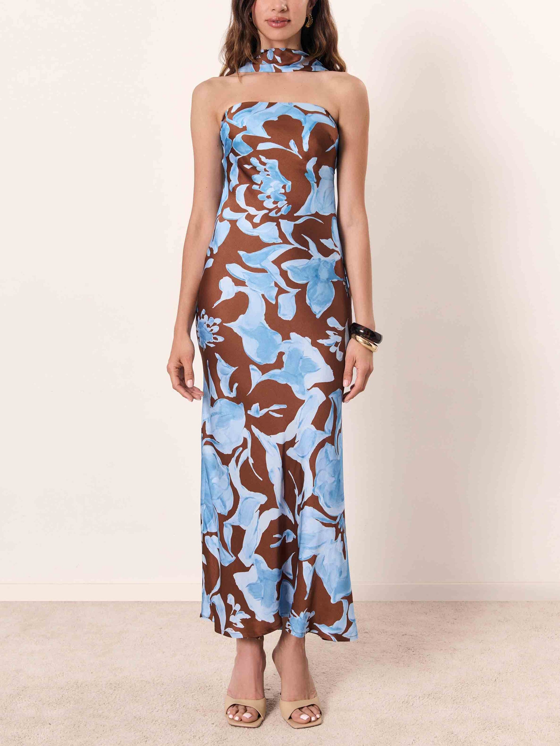 Elegantes Maxikleid mit Aquarell-Blumendruck