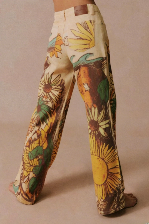 We The Free Playful Doodle Printed Mid Rise Pocket Wide Leg Pant
